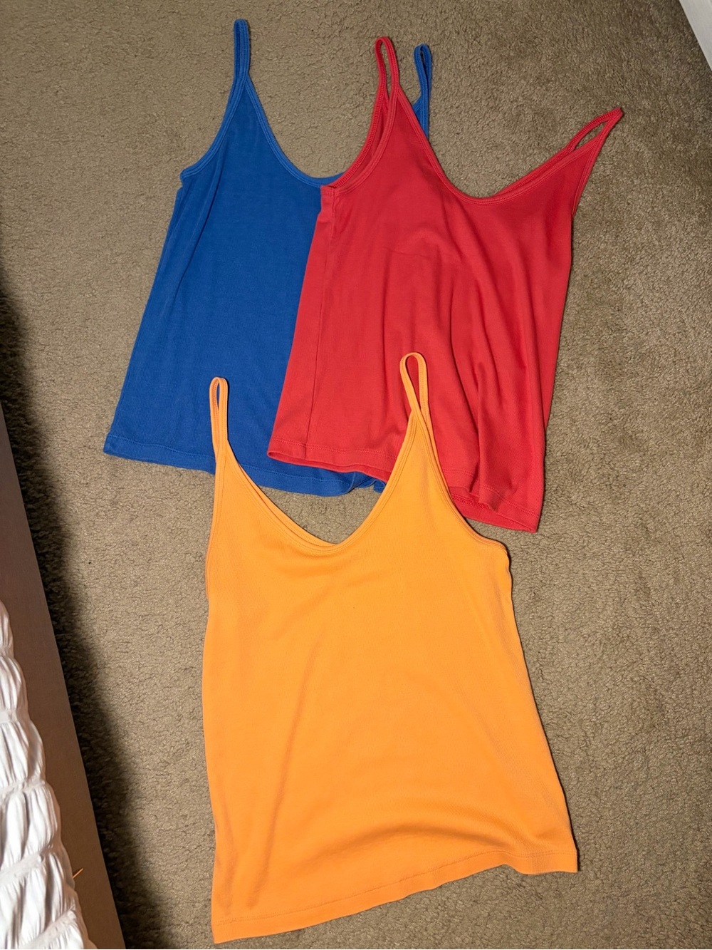 Universal Thread ❤️💙🧡 Set of THREE Ribbed Scoop Neck Tank Top NWOT
